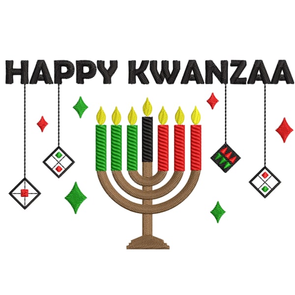 Happy Kwanzaa Embroidery Design 4 SIZES xxx vp3 pes pcs jpx jef hux exp emd dst