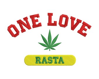 One Love Rasta Embroidery Design 4 SIZES dst exp hus jef jpx pes vp3 xxx