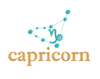 Capricorn Zodiac Sign Embroidery Design 4 SIZES xxx vp3 pes pcs jpx jef hux exp emd dst