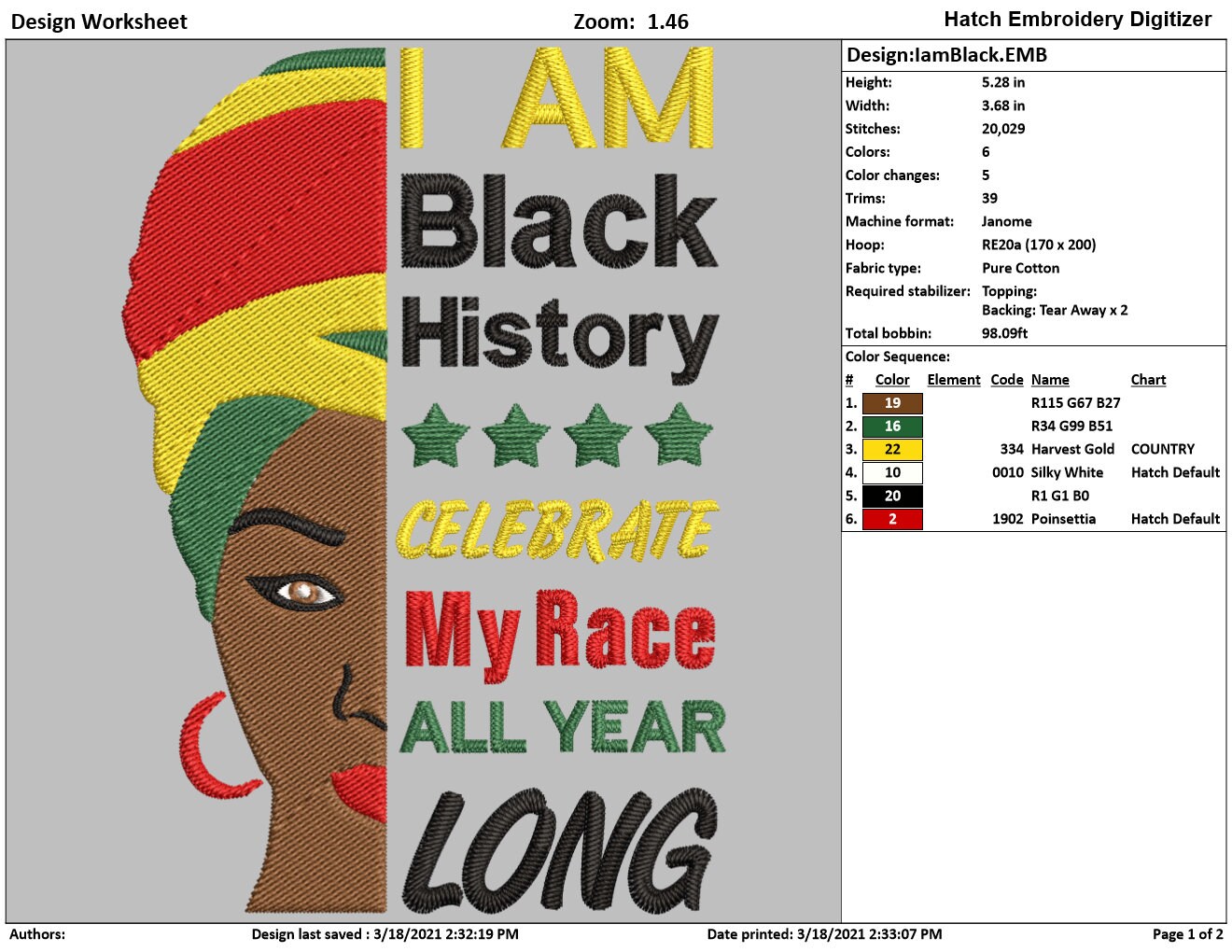 I am black history embroidery designs available for 6x4 hoop  etsy