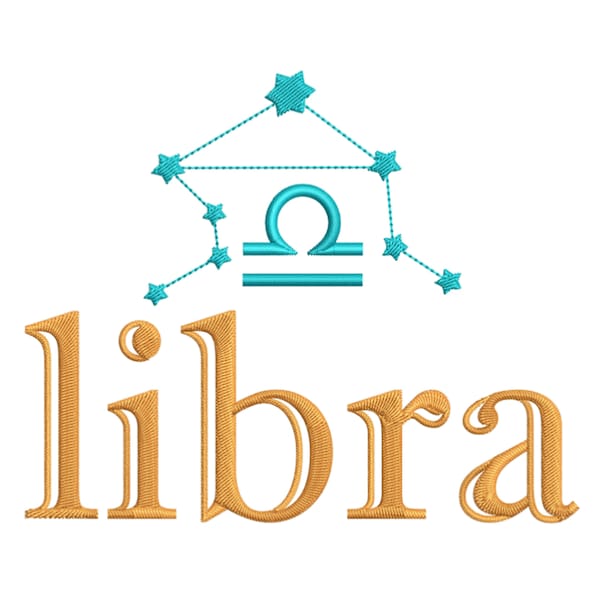 Libra Zodiac Sign Embroidery Design 3 SIZES xxx vp3 pes pcs jpx jef hux exp emd dst