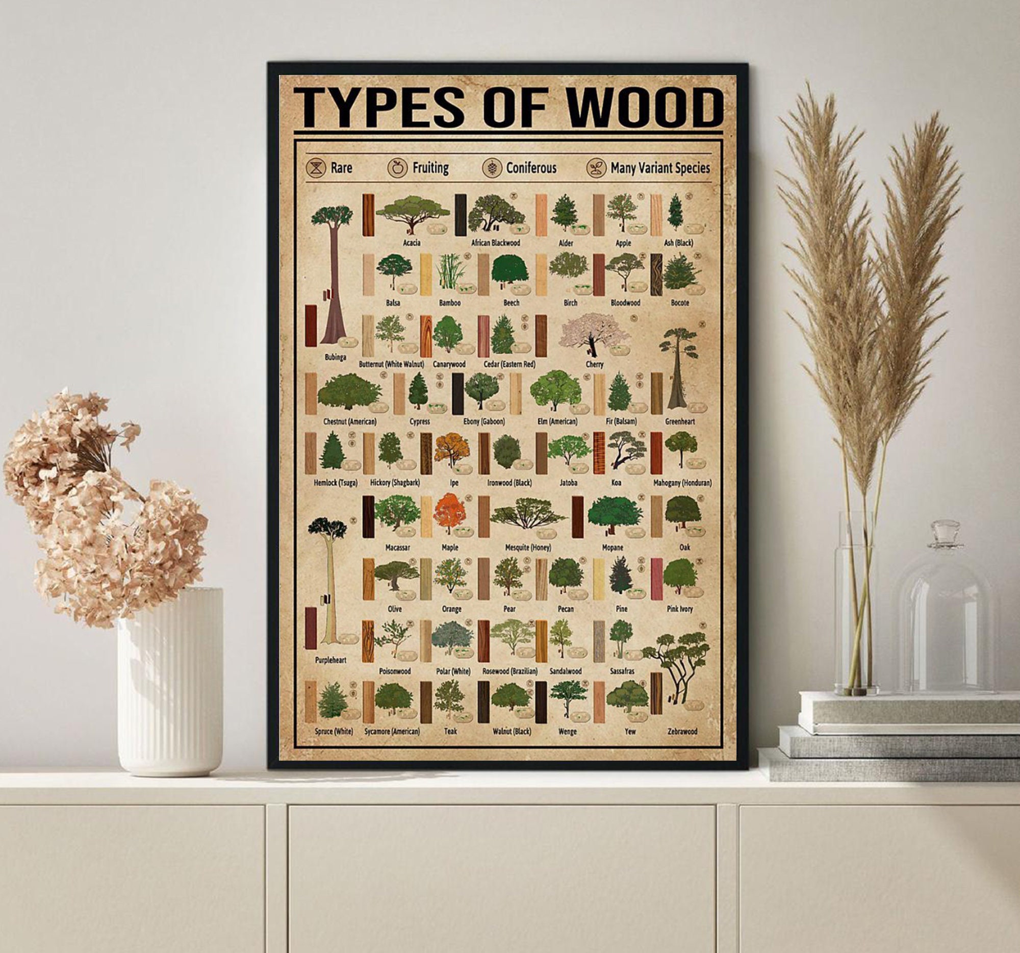 Types of Wood Poster Carpenter Poster Wood Knowledge Poster Etsy