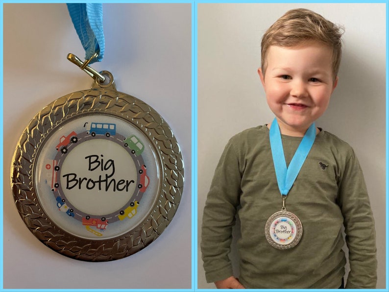 Big Brother Medal Unique Present Sibling Gift Congratulations New Baby Pregnancy Celebration Keepsake image 2