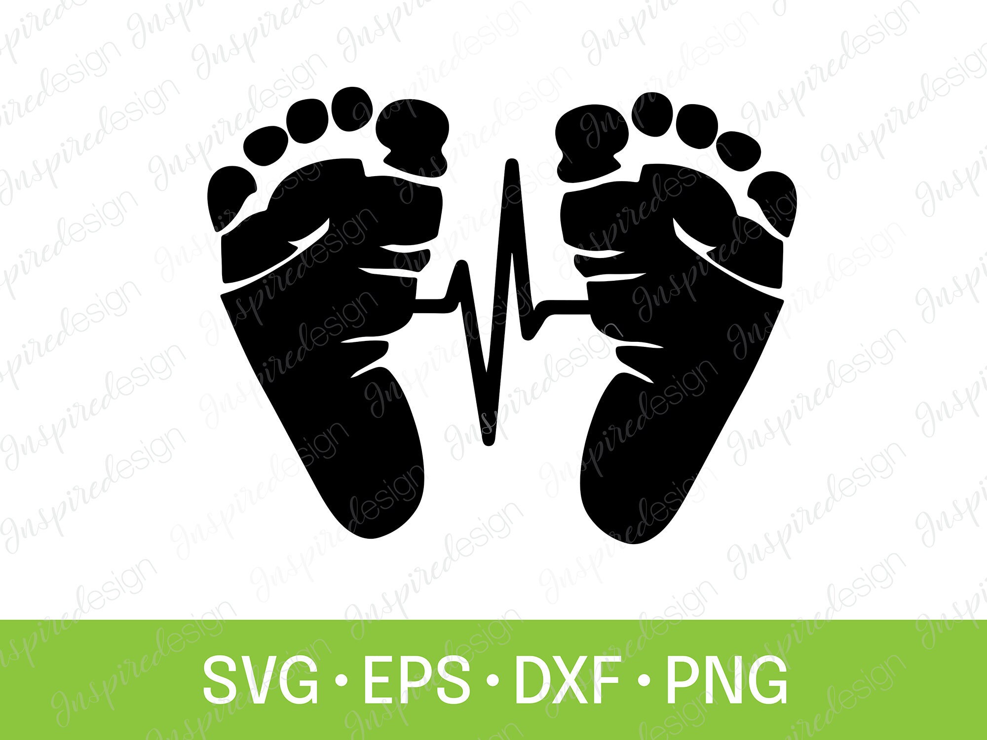 Baby Footprint Heartbeat Cut File Baby Feet Svg Eps Etsy
