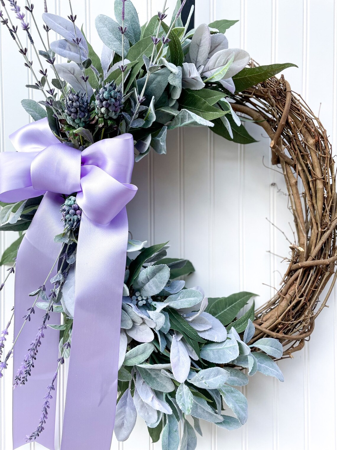 Lavender and Lambs Ear wreath Etsy