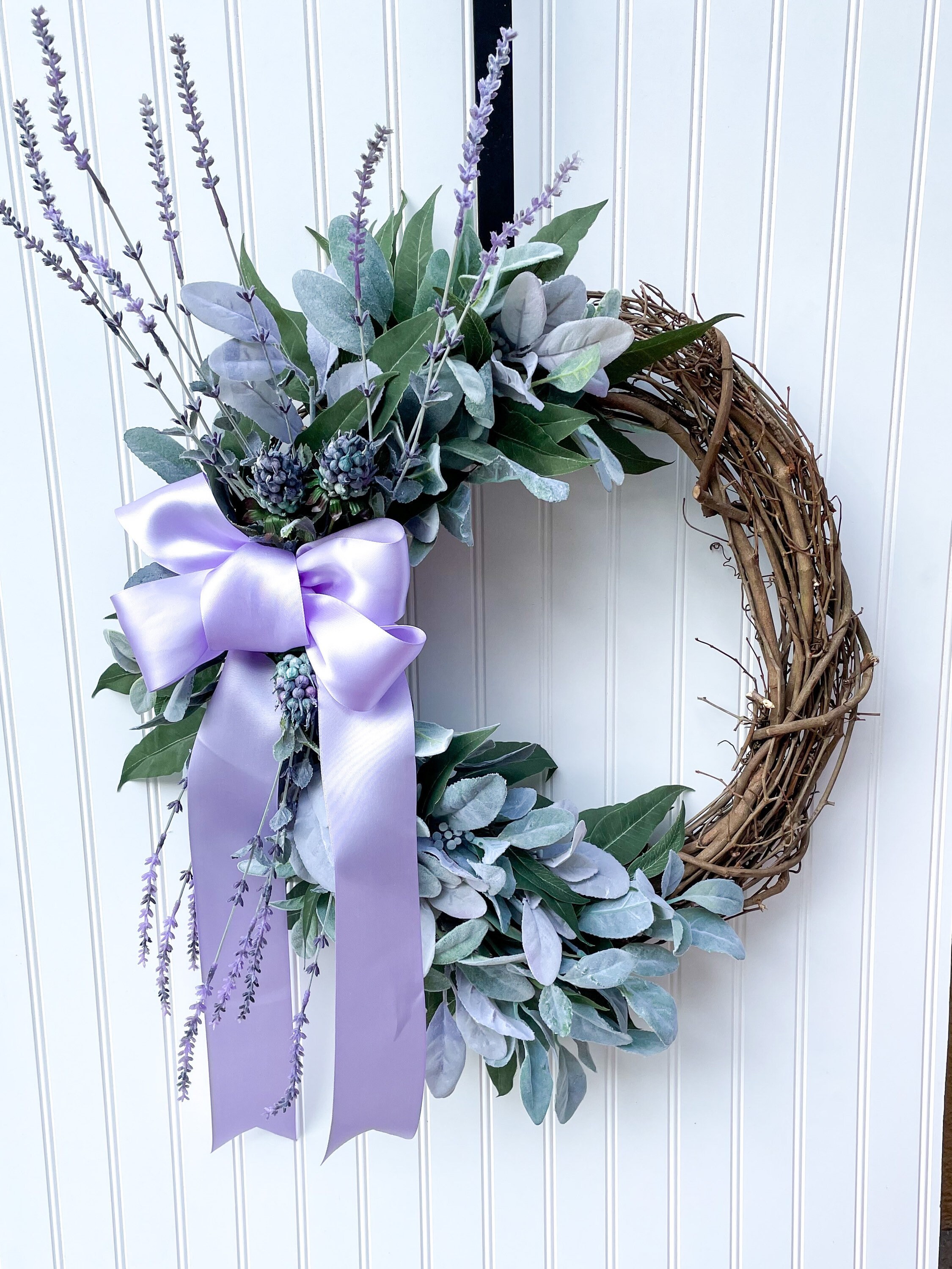 Lavender and Lambs Ear wreath Etsy