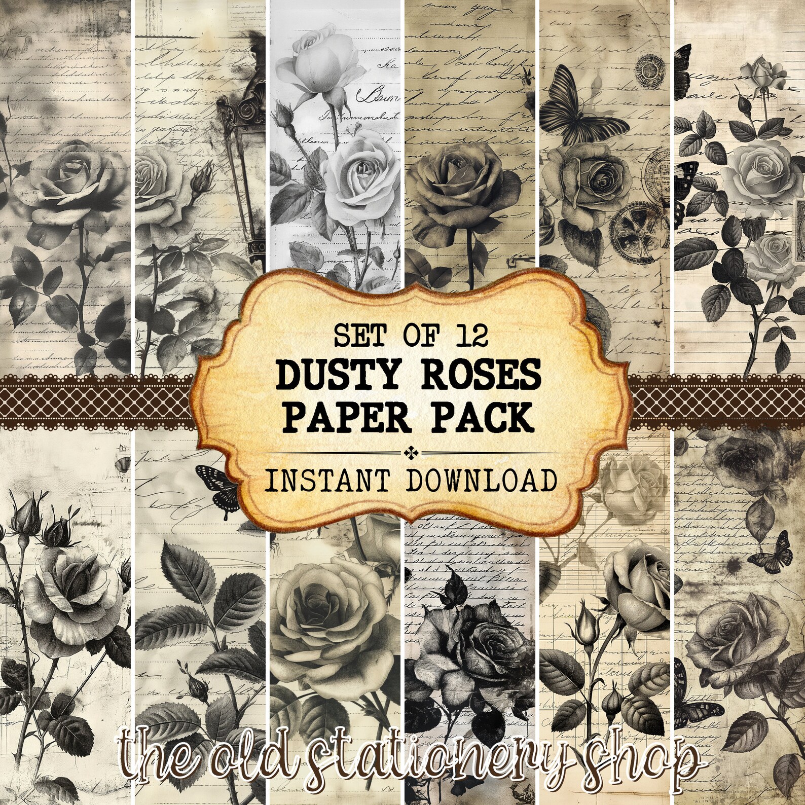 Dusty Roses Paper Pack Junk Journal Printable Pages Scrapbooking ...