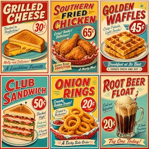 Papperspaket med mat från 50-talet, storlek 8x12, utskrivbara retro-skräpjournalsidor, amerikanska affischklippböcker, ephemera-brevpapper, digital nedladdning bild 4