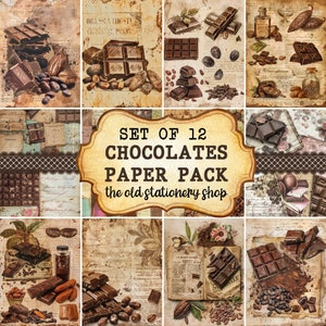 Vintage Schokoladen Papier Pack Vintage Junk Journal Druckbare Seiten Scrapbooking Ephemera Antique Planer Schreibwaren PNG DIGITAL DOWNLOAD