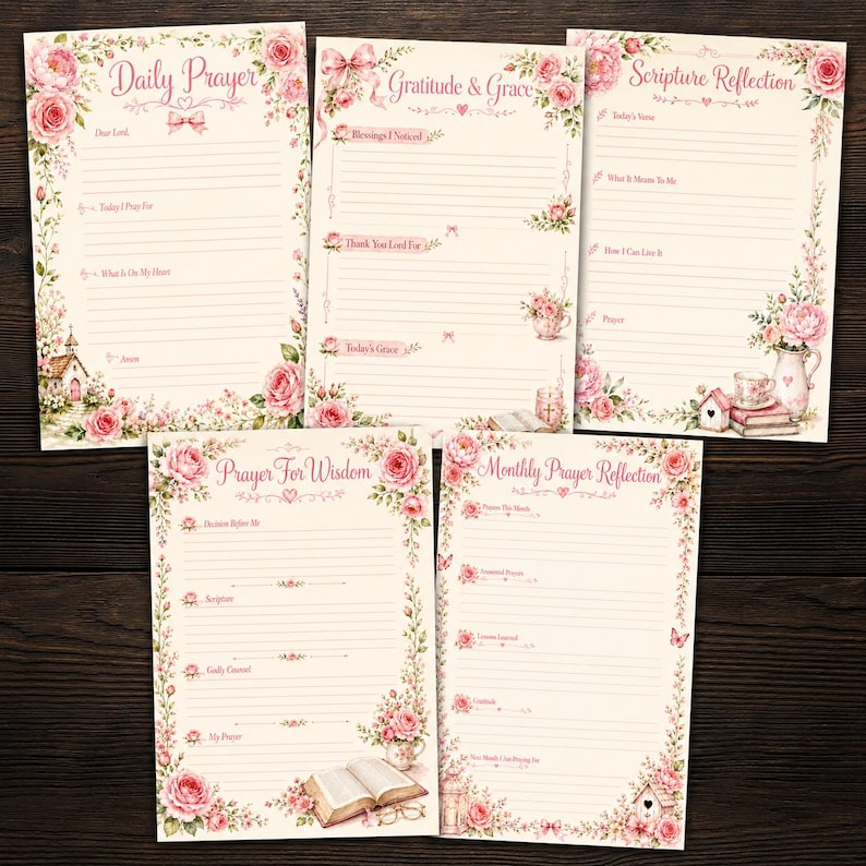 Blush Prayer Journal, 8x12 Size, 32 Printable Pages, Christian Paper Pack, Bible Study Planner, Religious Women Faith Gifts DIGITAL DOWNLOAD image 7