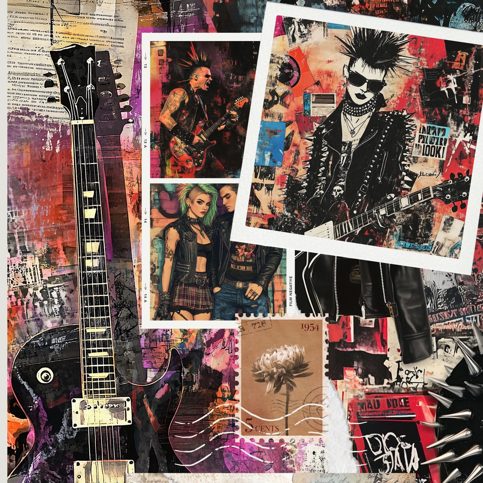 Punk Rock Paper Pack, 18 Printable Junk Journal Pages, Music Ephemera ...