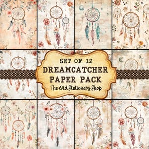 Pacote de papel Dreamcatcher, páginas para impressão de diário de lixo vintage, inserções de planejador antigo de itens de scrapbooking, artigos de papelaria, DOWNLOAD DIGITAL