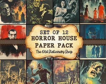 Horror Paper Pack, Halloween Junk Journal Pages, Vintage Ephemera, Printable Stationery Sheets, Creepy Scary Grungy Antique DIGITAL DOWNLOAD