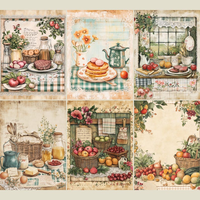 Rustic Kitchen Paper Pack Vintage Junk Journal Printable Pages ...