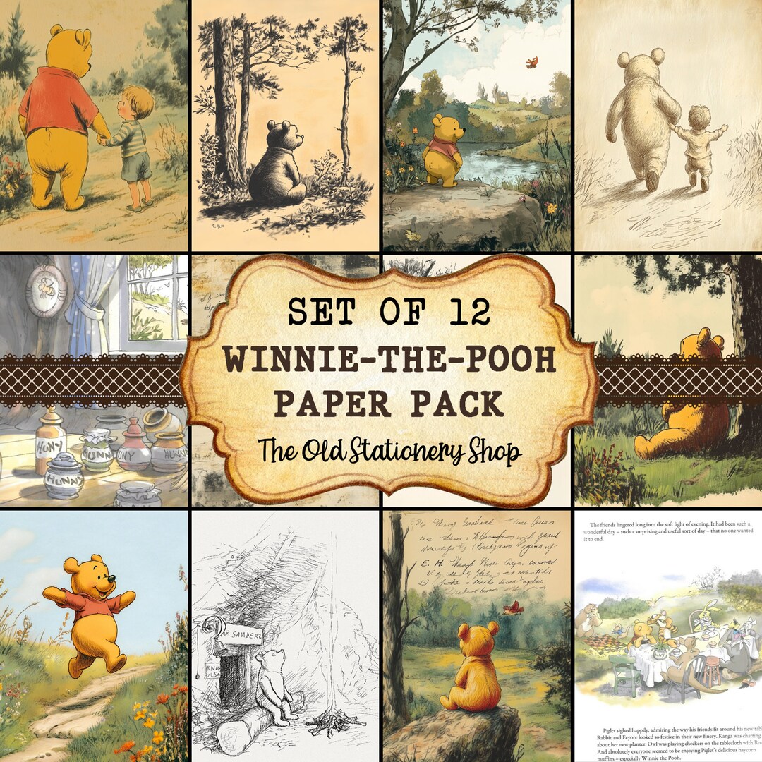 Winnie the Pooh Paper Pack Vintage Junk Journal Printable Pages ...