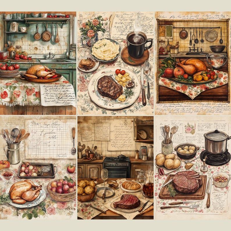 24 Pages Farm Kitchen Paper Pack Vintage Junk Journal Printable ...