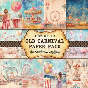 Paquete de papel de carnaval antiguo, páginas imprimibles de diario basura vintage, insertos de planificador antiguos, papelería, descarga digital