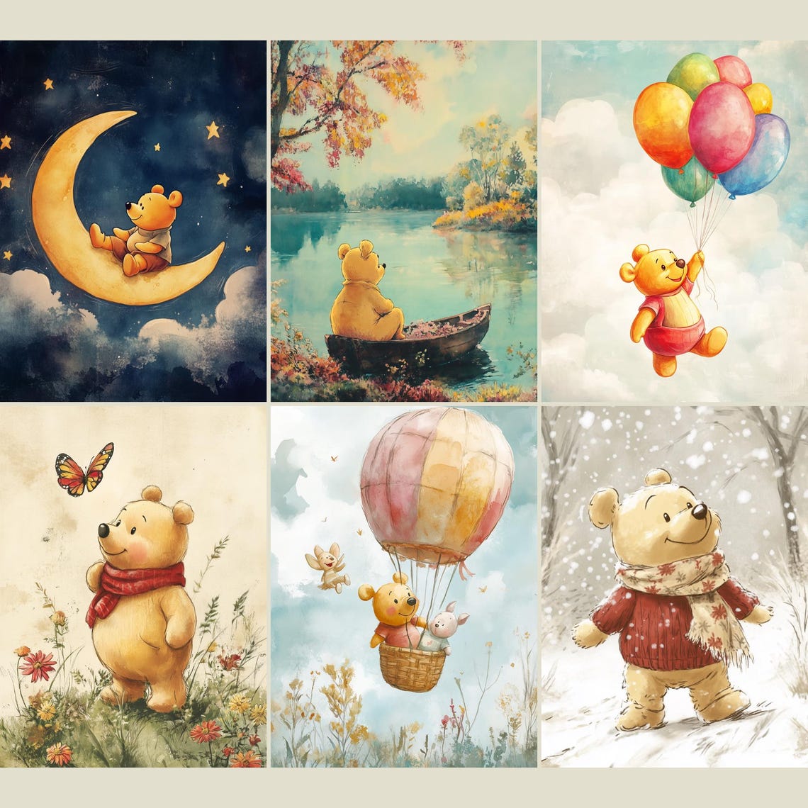 Pooh Bear Paper Pack Vintage Junk Journal Printable Pages Scrapbooking ...