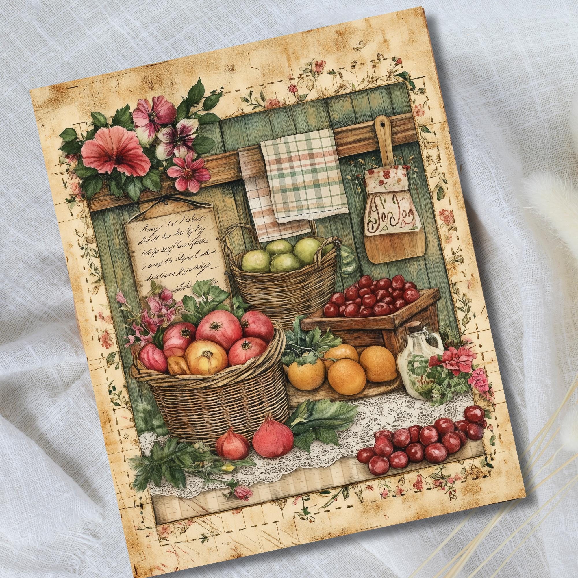 Rustic Kitchen Paper Pack Vintage Junk Journal Printable Pages ...