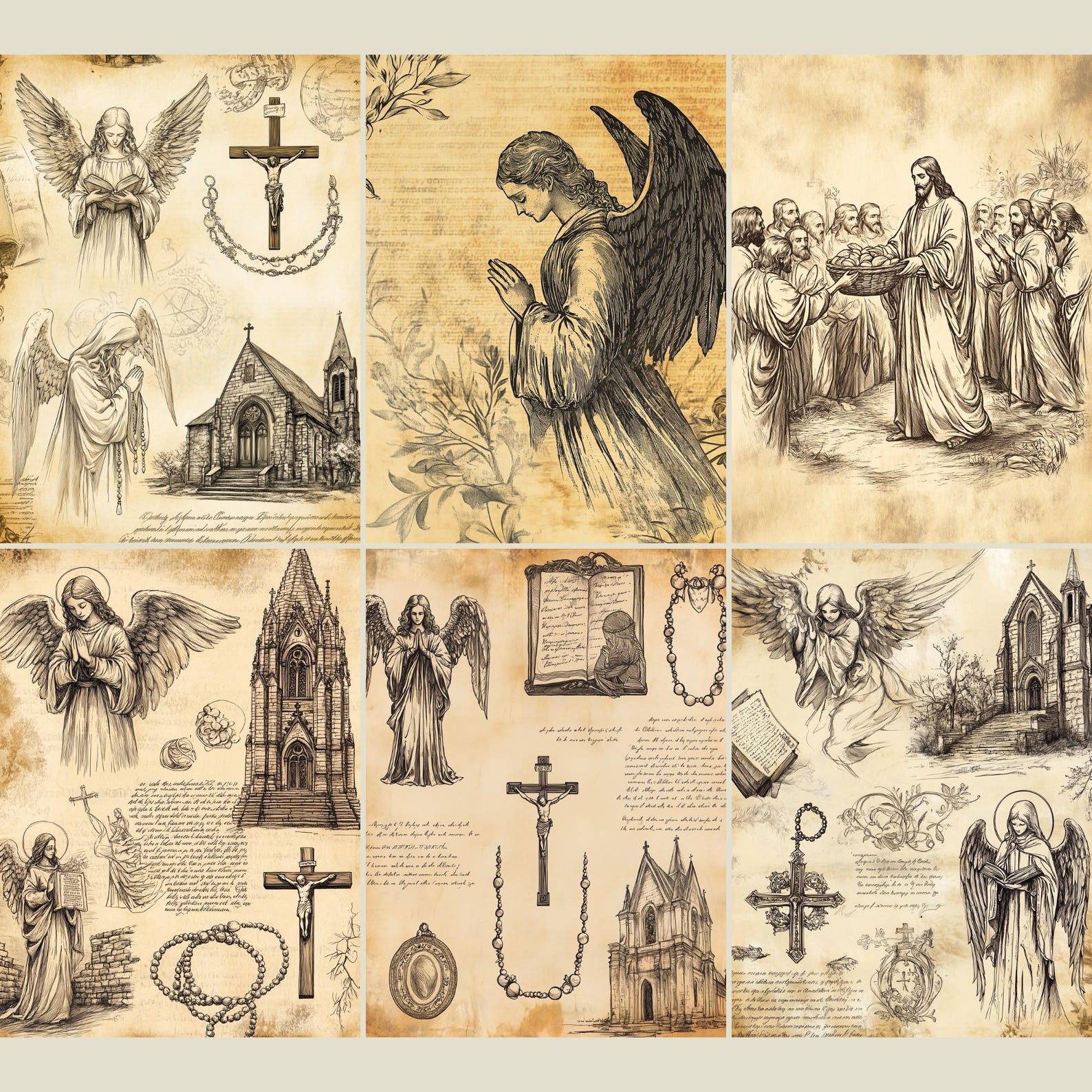 Divine Faith Paper Pack, 18 Pages Printable Junk Journal, Vintage Bible ...