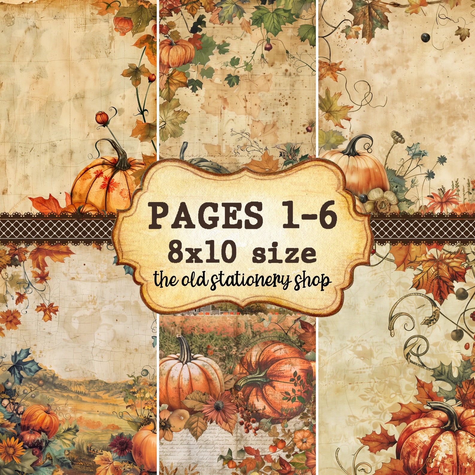 Fall Pumpkins Paper Pack Vintage Junk Journal Printable Pages ...