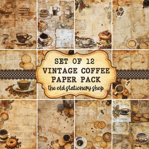 Pacote de papel de café vintage, diário de lixo vintage, páginas para impressão, itens de scrapbooking, inserções de planejador antigo, papelaria, PNG, DOWNLOAD DIGITAL