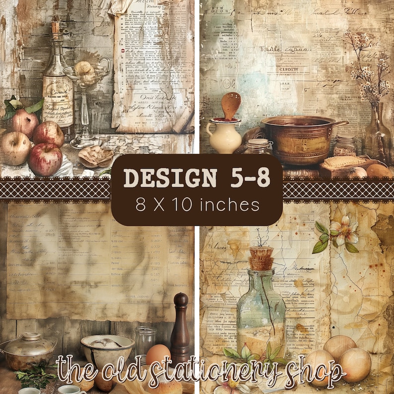 Old Kitchen Paper Pack Vintage Junk Journal Printable Pages ...