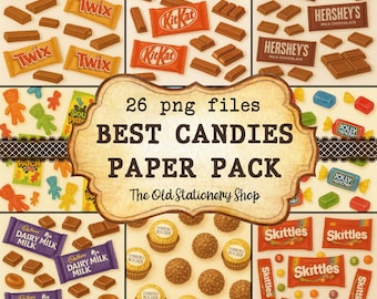Meilleur paquet de papier pour bonbons, journal imprimable de 26 pages, vintage bonbons au chocolat desserts scrapbooking éphémères papeterie TÉLÉCHARGEMENT NUMÉRIQUE