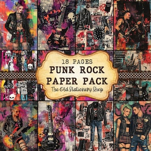 Punkrock Paper Pack, 18 afdrukbare ongewenste dagboekpagina's, muziek Ephemera plakboek briefpapier vel cadeaus gitaarspeler, cadeaus png PNGEgg
