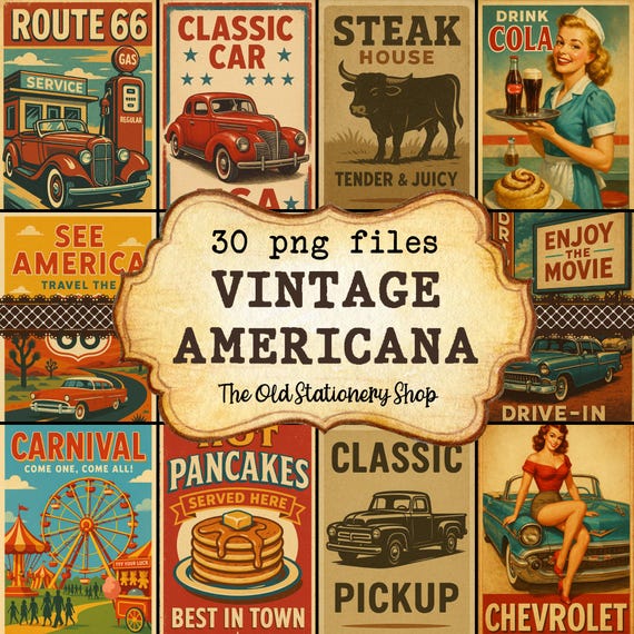 junkな海外紙モノBOX♪サイズ100にたっぷり　エフェメラ　ヴィンテージ Vintage Americana Paper Pack, 30 Pages Printable Junk Journal