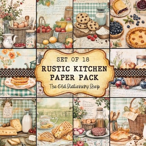 Rustic Kitchen Paper Pack Vintage Junk Journal Printable Pages Scrapbooking Ephemera Antique Planner Inserts Stationery PNG DIGITAL DOWNLOAD