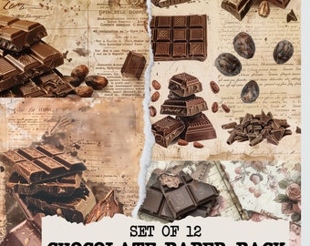 Vintage Schokoladen Papier Pack Vintage Junk Journal Druckbare Seiten Scrapbooking Ephemera Antique Planer Schreibwaren PNG DIGITAL DOWNLOAD