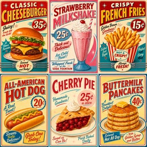 Papperspaket med mat från 50-talet, storlek 8x12, utskrivbara retro-skräpjournalsidor, amerikanska affischklippböcker, ephemera-brevpapper, digital nedladdning bild 3
