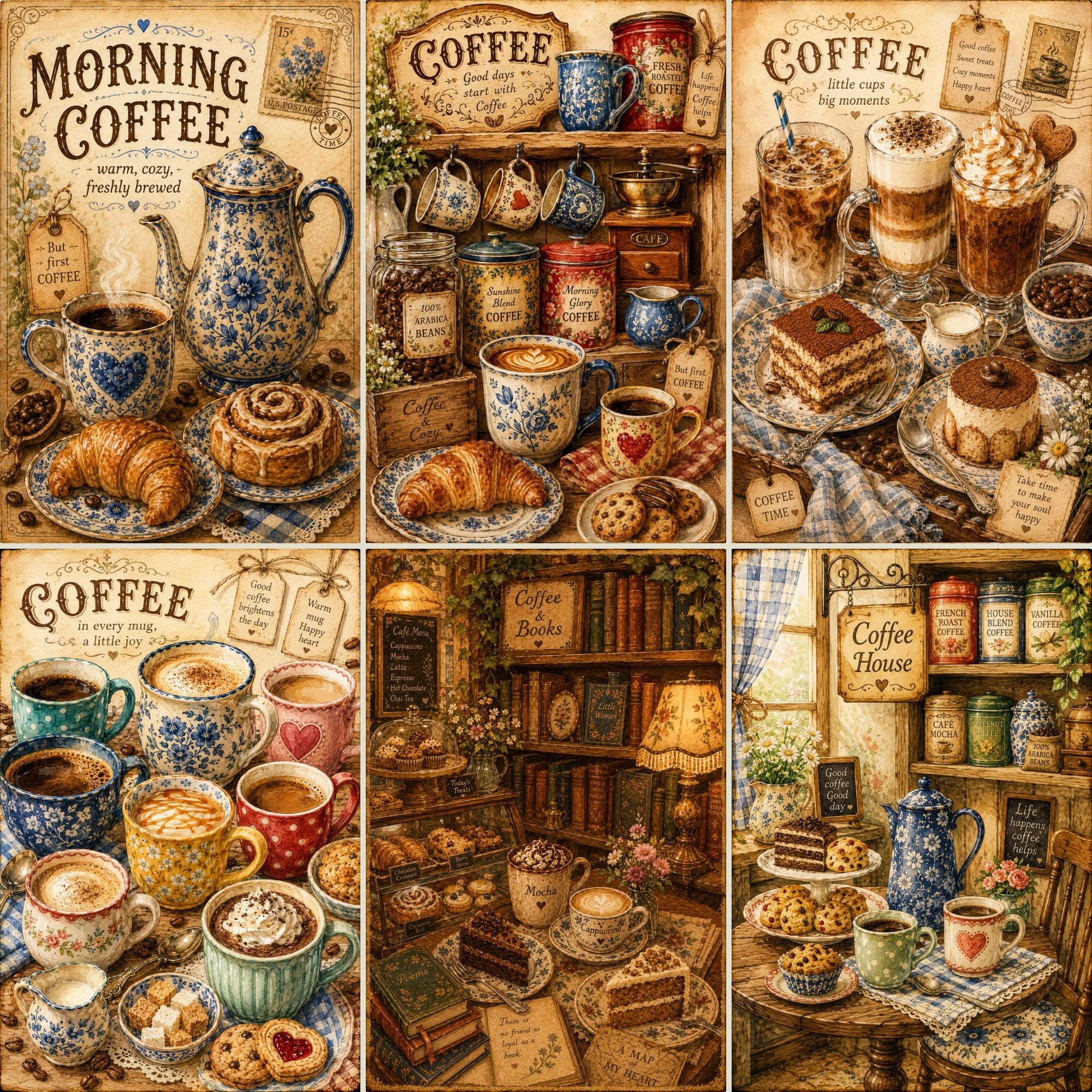 Vintage Coffee Paper Pack Vintage Junk Journal Printable Pages ...