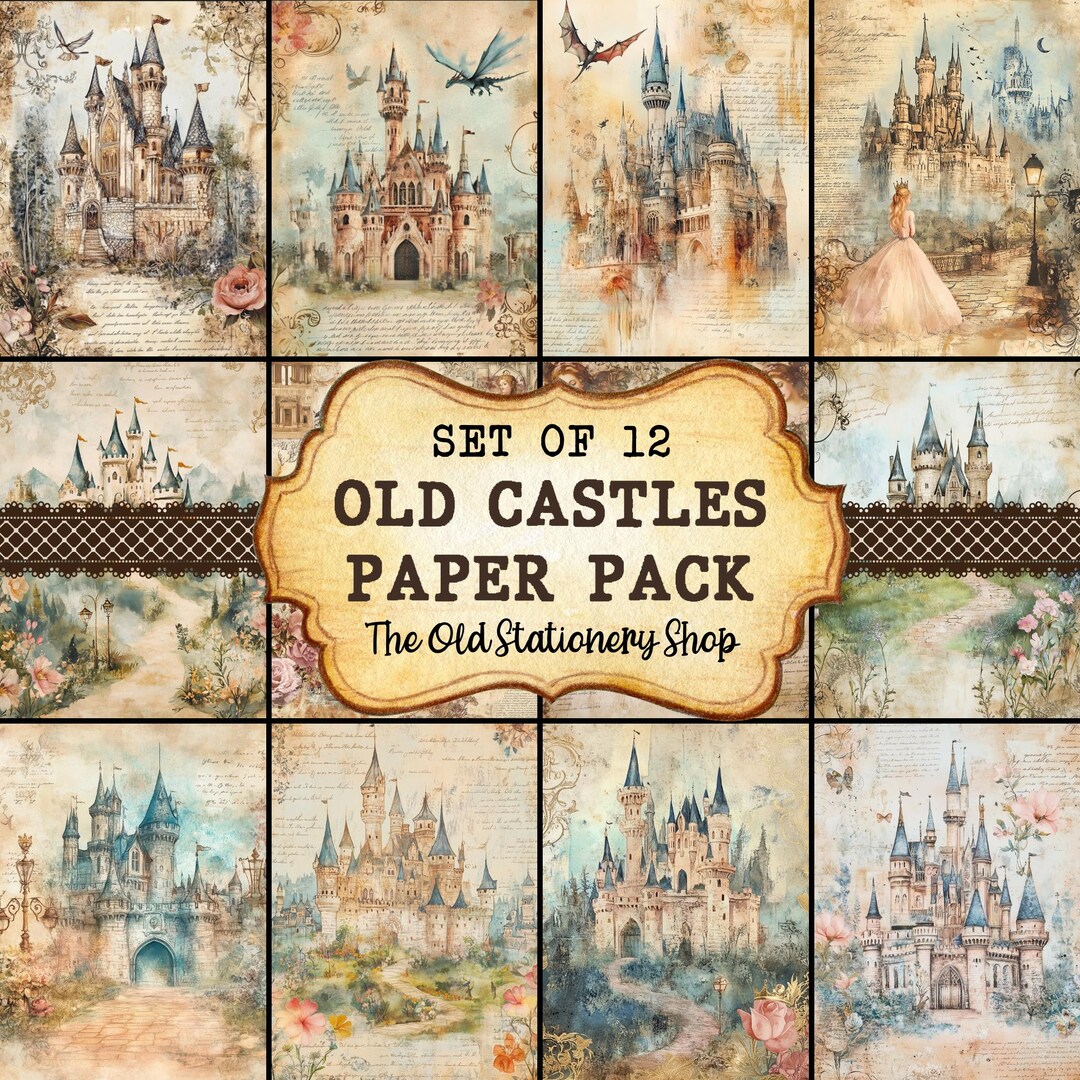 Old Castles Paper Pack, 12 Printable Junk Journal Pages, Magical ...
