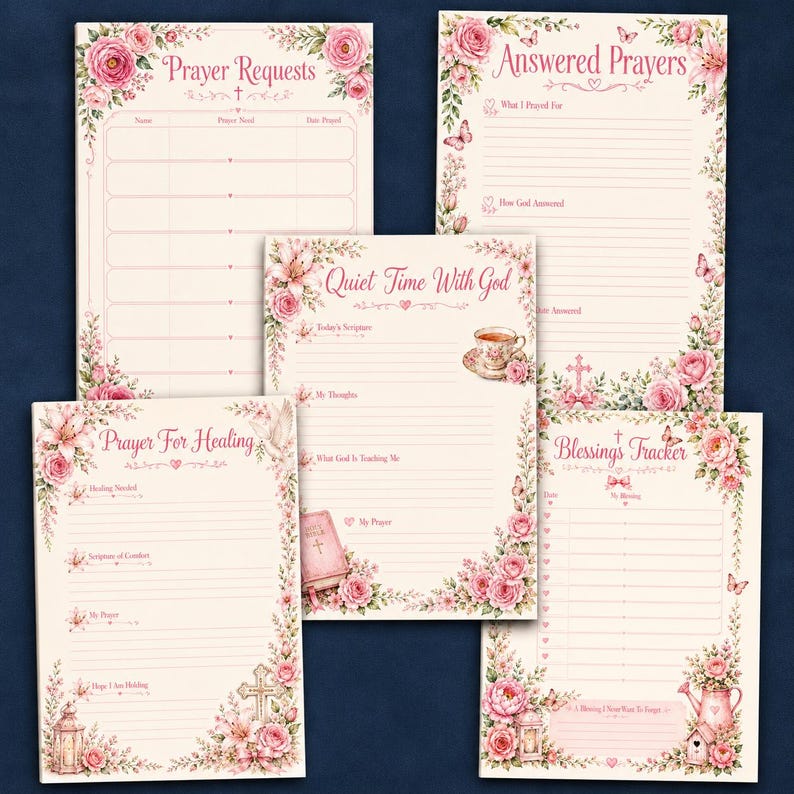 Blush Prayer Journal, 8x12 Size, 32 Printable Pages, Christian Paper Pack, Bible Study Planner, Religious Women Faith Gifts DIGITAL DOWNLOAD image 6