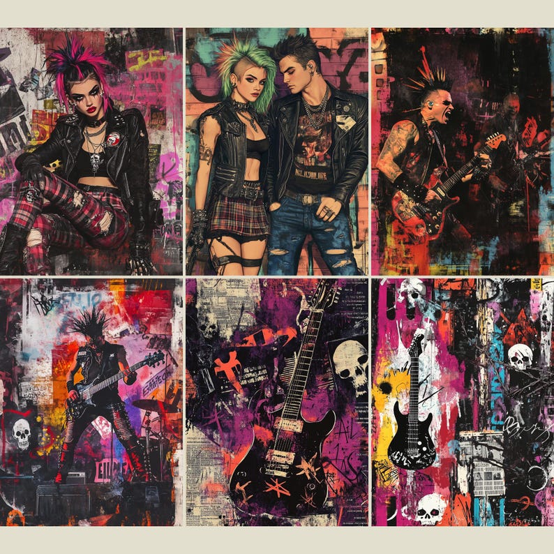 Punk Note Paper Punk Rock Paper Pack, 18 Printable Junk Journal Pages, Music Ephemera ...