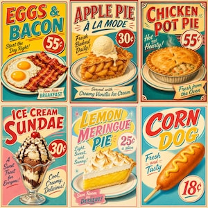 Papperspaket med mat från 50-talet, storlek 8x12, utskrivbara retro-skräpjournalsidor, amerikanska affischklippböcker, ephemera-brevpapper, digital nedladdning bild 6