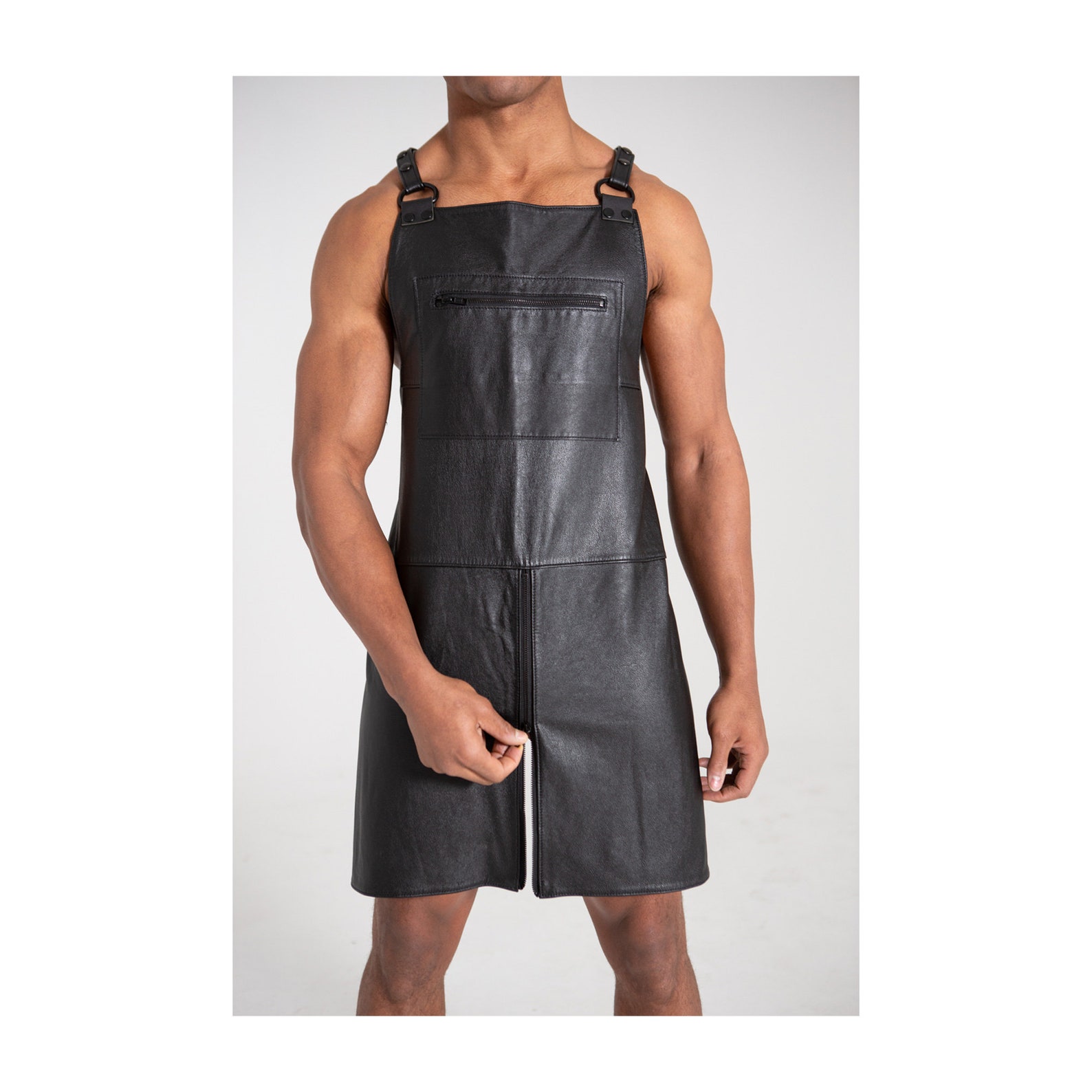 BLACK LEATHER APRON for men. Fetish wear for men. Apron with Etsy
