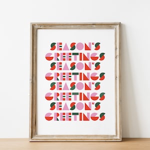 Cartel de Navidad, Galería Arte mural, Impresión digital, Decoración del hogar imprimible, Decoraciones navideñas, Saludos, Tipografía, Texto, Cita navideña imagen 1