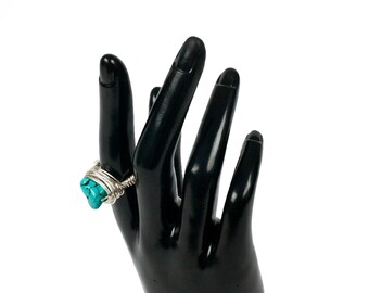 Anillo turquesa de piedra del cielo caído