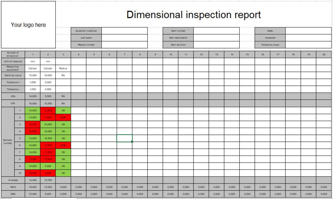 Dimensional Inspection Report Measurement Report Etsy