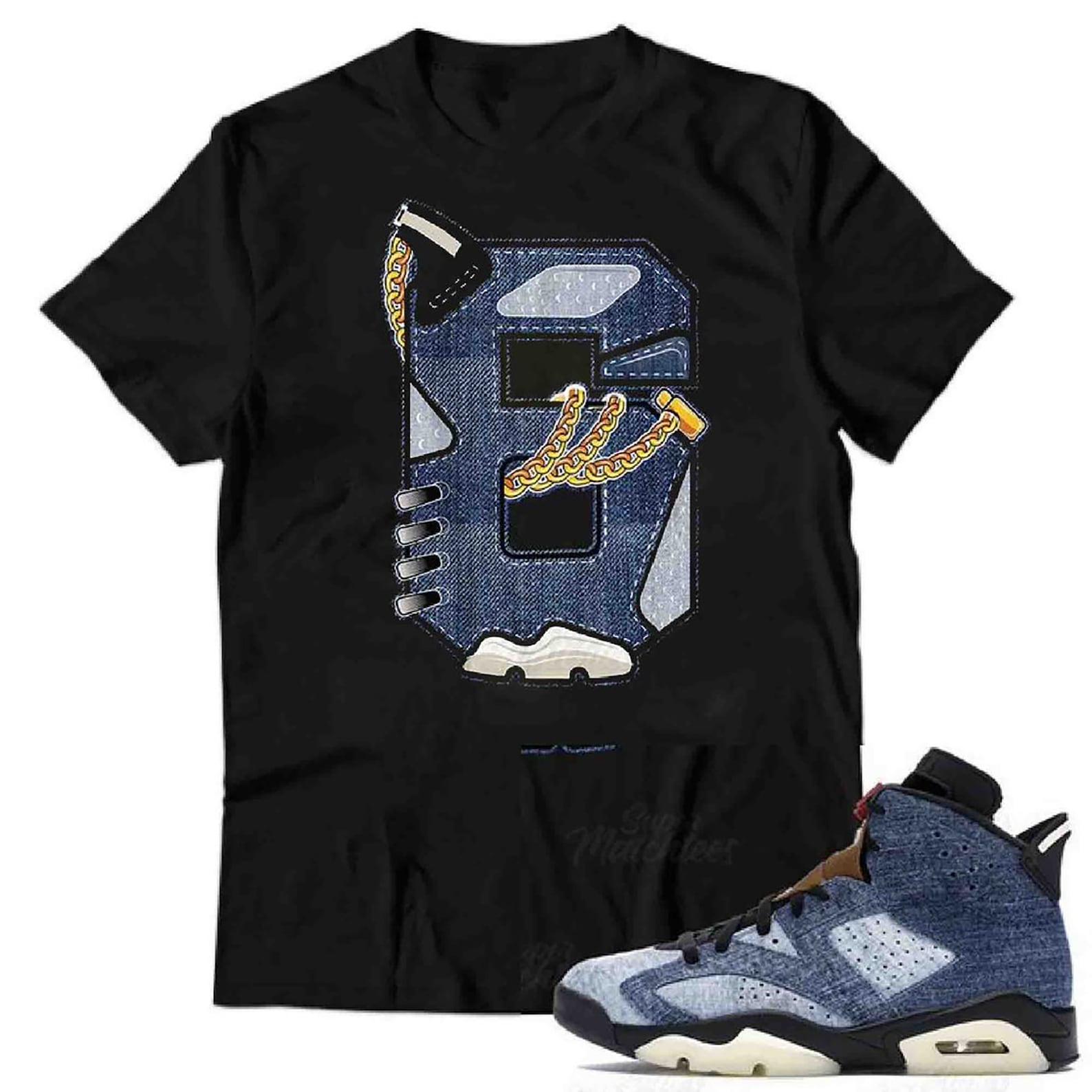 The 6's Unisex T-shirt Match Jordan 6 Washed Denim Gift | Etsy