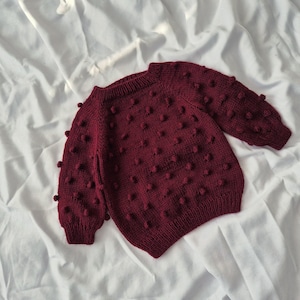 Knitted merino wool popcorn sweater/ Hand made baby pullover/ Popcorn merino sweater/ Unisex baby sweater/ Baby shower gift