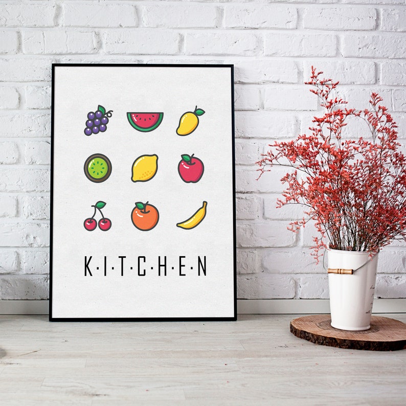 Cute Fruit Printable Kitchen Decor Fruit Nursery Print Etsy