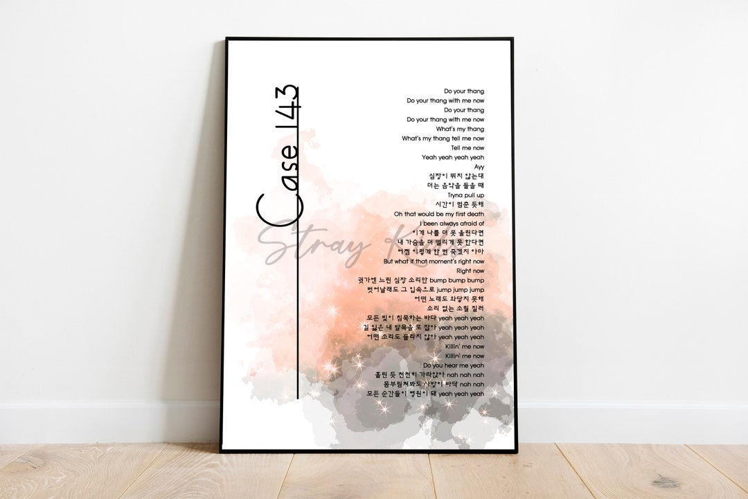 Stray Kids Case 143 paroles Print Kpop Wall Art Stray