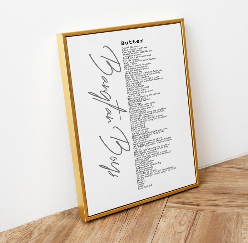 BTS Butter Lyrics Kpop Art Korea Print Kpop Merch Bangtan Etsy