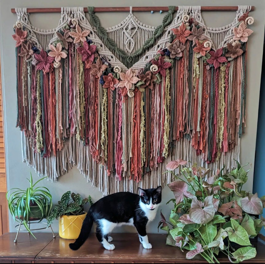 Extra Large Floral Macrame Wall Hanging Statement Piece Boho Etsy