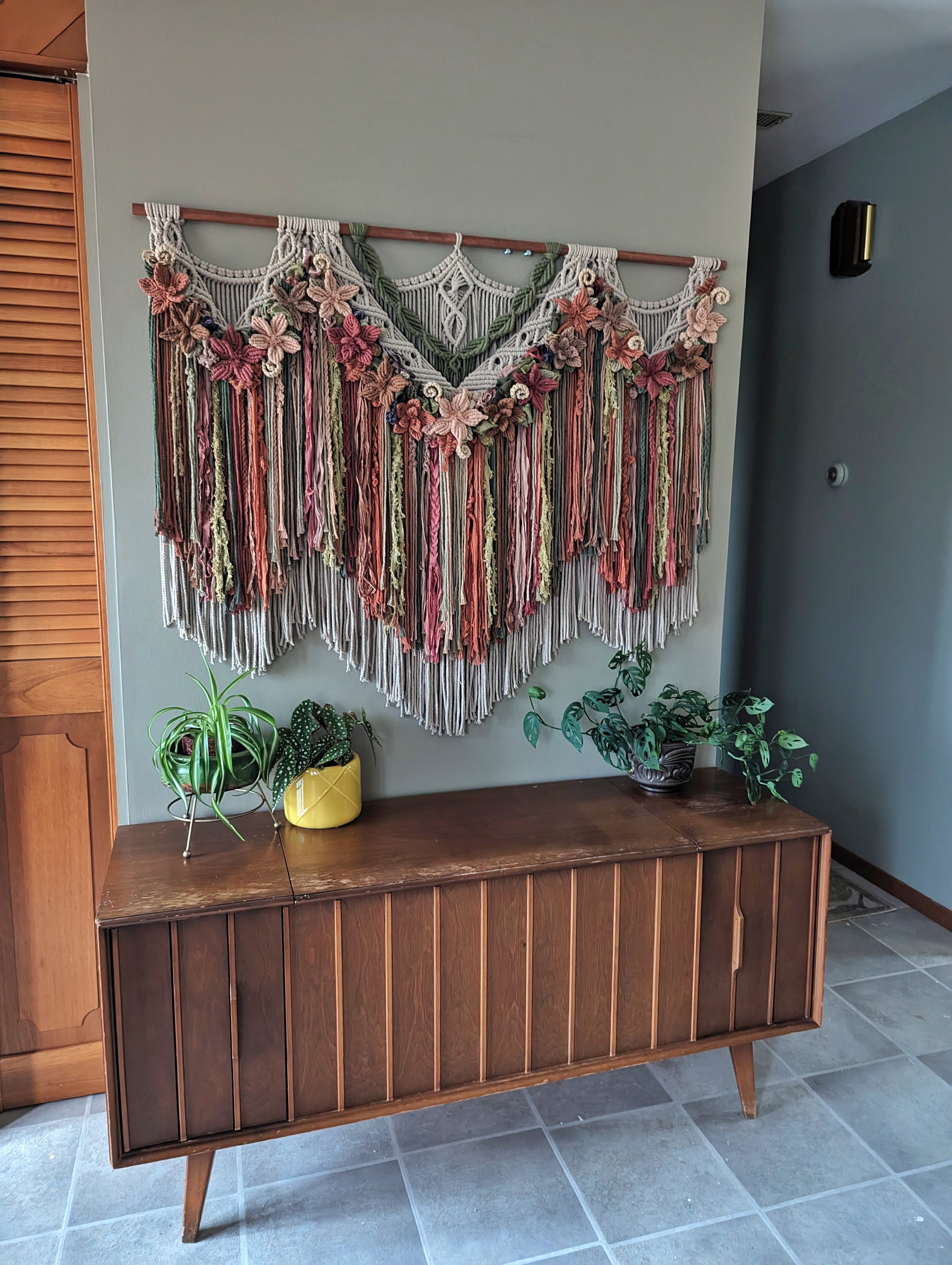 Extra Large Floral Macrame Wall Hanging Statement Piece Boho Etsy