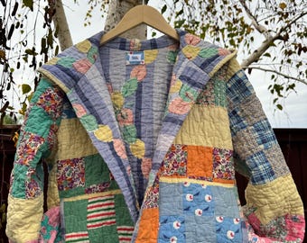 Cropped #3 Patchwork Hoodie Vintage Quilt